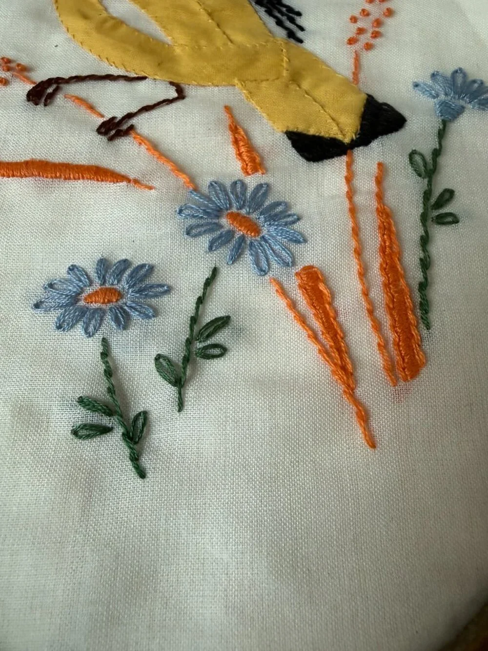 Vintage Embroider Applique Needlepoint Bird Art Wall Decor Hummingbird Goldfinch